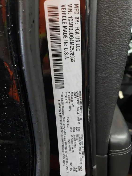 2021 Dodge Durango VIN 1C4RDJDG4MC578955 - photo 9 of 14