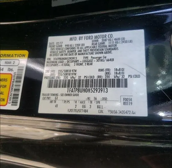 2017 Ford Mustang VIN 1FATP8UH0H5293913 - photo 11 of 11