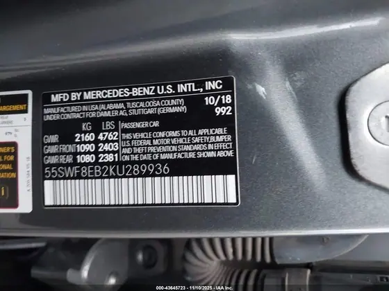 2019 Mercedes-Benz C-Class C 300 4MATIC VIN 55SWF8EB2KU289936 - photo 10 of 11
