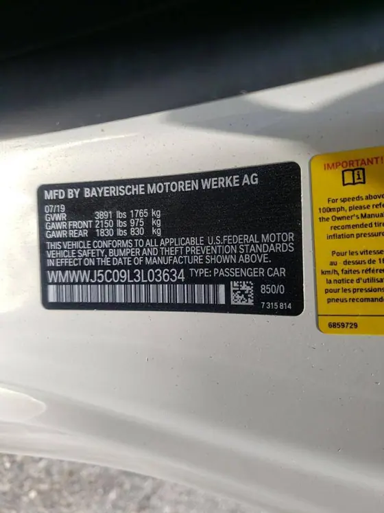 2020 MINI Cooper Convertible VIN WMWWJ5C09L3L03634 - photo 10 of 10